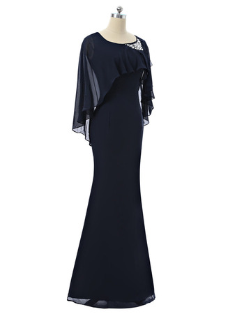 Elegant Stunning Sheath Full Length Chiffon Mother Dresses with Trim ...