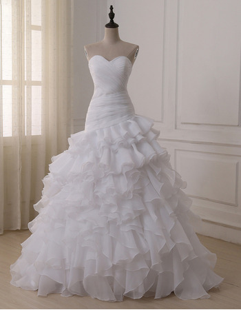 Elegant Ball Gown Sweetheart Organza Wedding Dresses with Layered Skirt