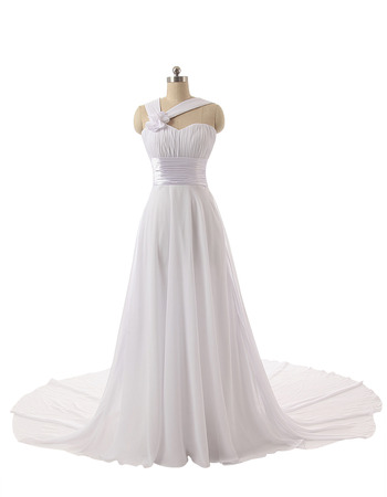 Elegant Sweetheart Long Lenth Chiffon Wedding Dresses with Straps
