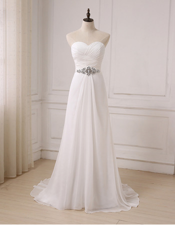 Elegant Sweetheart Ruched Bodice Chiffon Summer Wedding Dresses