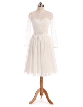 Feminine Illusion Sweetheart Neckline Reception Wedding Dresses with Long Sleeves