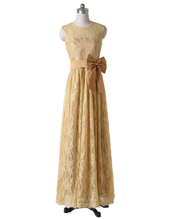 Elegant Sleeveless Floor Length Lace Mother Bride Dress with Keyhole