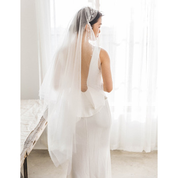 2 Layers Fingertip-Length Tulle with Applique Wedding Veils