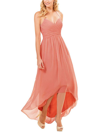 Affordable Sexy Sweetheart High-Low Long Pleated Chiffon Bridesmaid Dresses