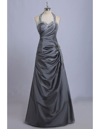 Shimmering Beaded Sweetheart Taffeta Evening Dresses with Sexy Open Back and Asymmetric Draping