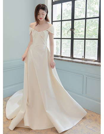 Simple & Classy Satin Wedding Dresses with Pleating Detail