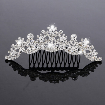 Beautiful New Design Crystals Silver First Communion Flower Girl Tiara Comb