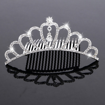 Princess Heart-inspired Crystals Silver First Communion Flower Girl Tiara Comb