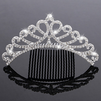 Pretty Princess Crystals Silver First Communion Flower Girl Tiara Comb