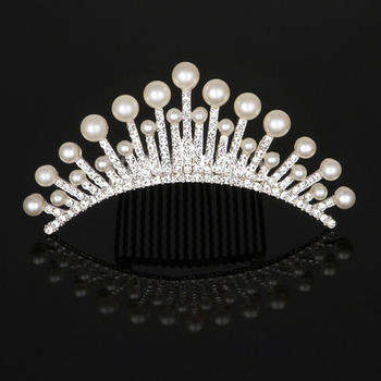 New Design Delicate Crystal Pearl First Communion Flower Girl Tiara Comb