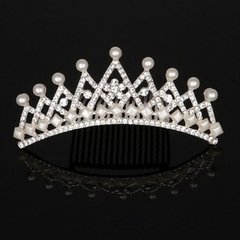 Adorable Crystal Pearl Silver First Communion Flower Girl Tiara Comb