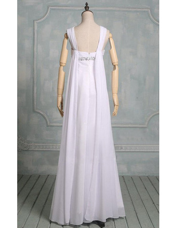 Elegance Beading Empire White Chiffon Wedding Dresses with Ruched ...