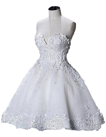 Ravishing Ball Gown Sweetheart Short Mini Wedding Dresses with 3D Floral Appliques 