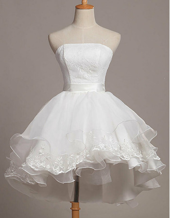 Cute Ball Gown Asymmetrical Hem Mnini Summer Wedding Dresses with Tiered Skirt