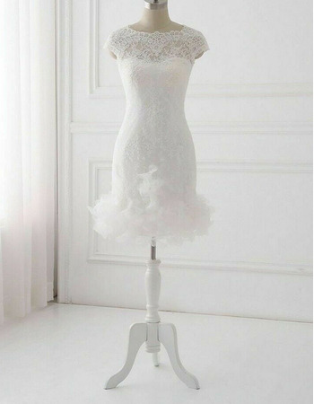 Stunning Sheath Mini Lace Wedding Dresses with Petal Detailing