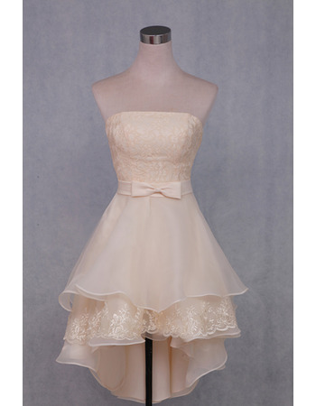 Stylish Asymmetrical High-Low Beach Wedding Dresses with Layered Skirt