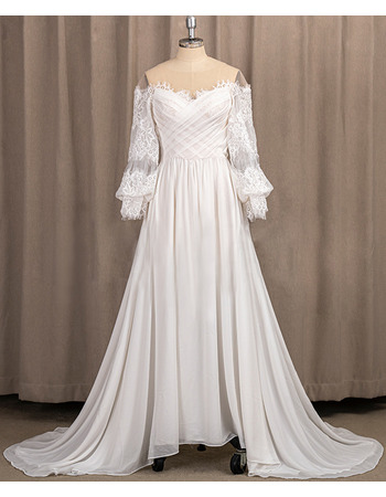 Romantic Off-The-Shoulder Boho Wedding Dresses With Split Front