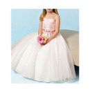 A-line Spaghetti Straps Satin Tulle Flower Girl Dresses with Lace Applique Waist