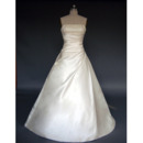 Elegant A-Line Strapless Court Train Satin Wedding Dresses with Beaded Bodice