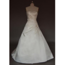Exquisite A-Line Strapless Beading Appliques Wedding Dress with Asymmetrical Pleated