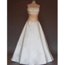 Elegant A-Line Beaded Strapless Satin Wedding Dresses with Bowknot