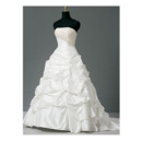 Glamorous Ball Gown Strapless Asymmetrical Waistline Taffeta Bridal Gown