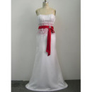 Classy Colored Slender Straps Court Train Satin Wedding Dresses with Lace Waist