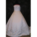 Luxury Ball Gown Strapless Chapel Satin Beading Plus Size Colored Wedding Dresses