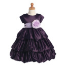 Pretty Ball Gown Tea Length Colored Little Girl Dress with Floral Sash