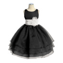 Ball Gown Tea Length Little Girls Dresses with Sash and Layered Skir
