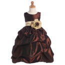 Ball Gown Scoop Tea Length Ruffle Flower Girl Dresses with Floral Sash