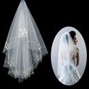1 Layer Tulle Wedding Veil with Embroidery