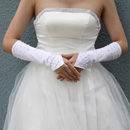 Elastic Satin Elbow Wedding Gloves with Beading