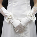 Elastic Satin and Lace Elbow Wedding Gloves with Bowknot