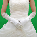 Elastic Satin Elbow Wedding Gloves with Emboidery