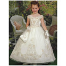 Popular Designer Ball Gown Off-the-shoulder Organza First Communion Dresses with Beading Applique
