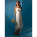 Romantic Spaghetti Straps Chiffon Asymmetrical Beach Empire Wedding Dresses/ High Low Reception Bridal Dresses