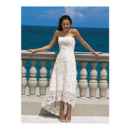 Elegant Empire Strapless High-Low Tea Length Petite Lace Beach Wedding Dresses