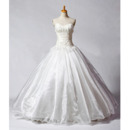 Elegant Ball Gown Sweetheart Ruched Bodice Taffeta Organza Wedding Dresses with Beadings Detailing