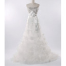 Fall Elegant A-Line Beaded Lace Tulle Wedding Dresses with Beaded Bodice