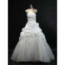 Elegant A-Line Strapless Beaded Taffeta Organza Floor Length Cowknot Beaded hurch Wedding Dresses