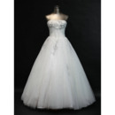 Inexpensive A-Line Strapless Long Church Bridal Wedding Dresses