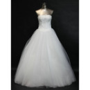 Elegant A-Line Strapless Beading Appliques Bodice Tulle Wedding Dresses