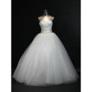 Inexpensive A-Line Sweetheart Pleated Floor Length Long Satin Organza Church Wedding Dresses