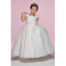 Princess Custom Ball Gown Round Beading Embroidery Satin Organza Flower Girl/ Ankle Length Full lined First Communion Dresses wi