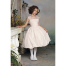 Affordable Knee Length Taffeta First Communion Flower Girl Dresses with Beading and Ruching