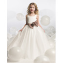 Charming Ball Gown Square Neckline Plus Size Satin First Communion Flower Girl Dresses with Big Bowknot