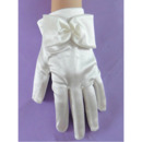 Short Wrist Elastic Satin Gloves with Bow for Girls