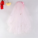 Beautiful White/ Pink Tulle Flower Girl Veils with Bows