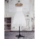 Elegant A-Line Strapless Applique Knee Length Satin Reception Wedding Dresses